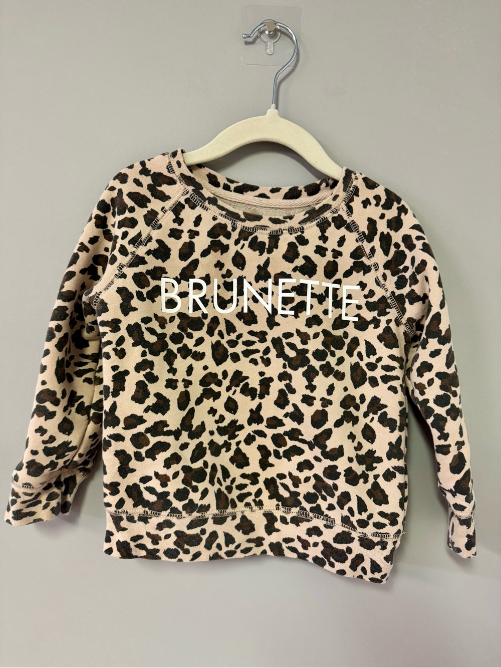 Brunette The Label Kids Leopard Print Crewneck Sweatshirt - Tan & Black